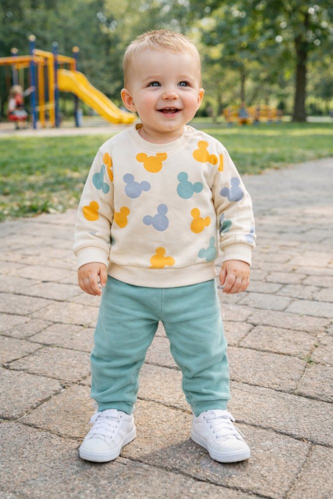 Mikili Unisex Sarı 2'li Takım ( 1 BEDEN BÜYÜK ALINIZ) 9-18 Ay